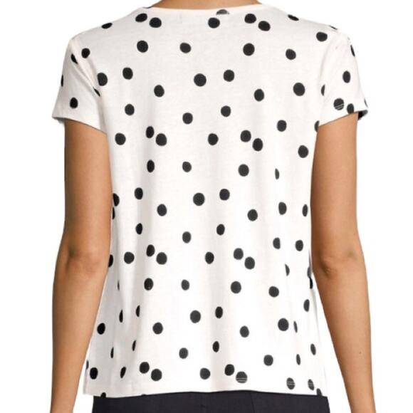 Generation Love Hugo White & Black Polka Dot Lace Up Linen Blend Top, Size M - Picture 3 of 14